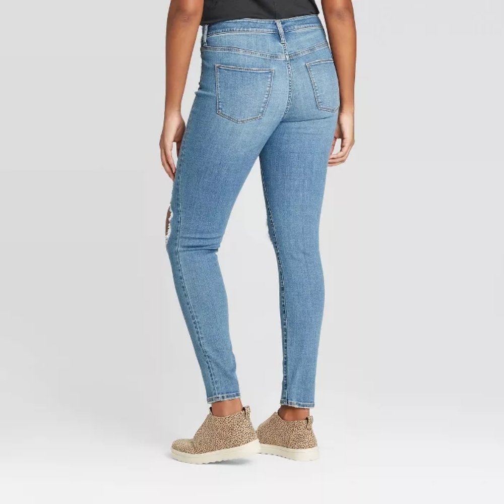 Women's High-Rise Distressed Skinny Ankle Jeans - Picture 2 of 4